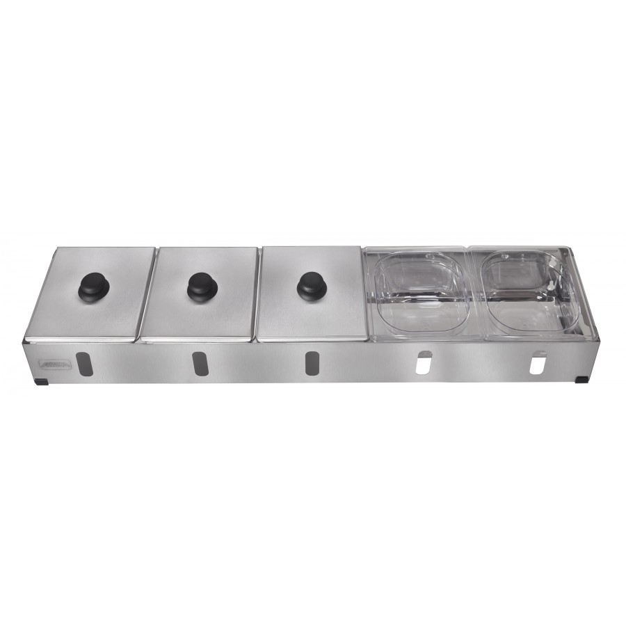 Condimentadora Pizzarola Inox 5 Cubas Acrílico Tampa Individual - Aisa